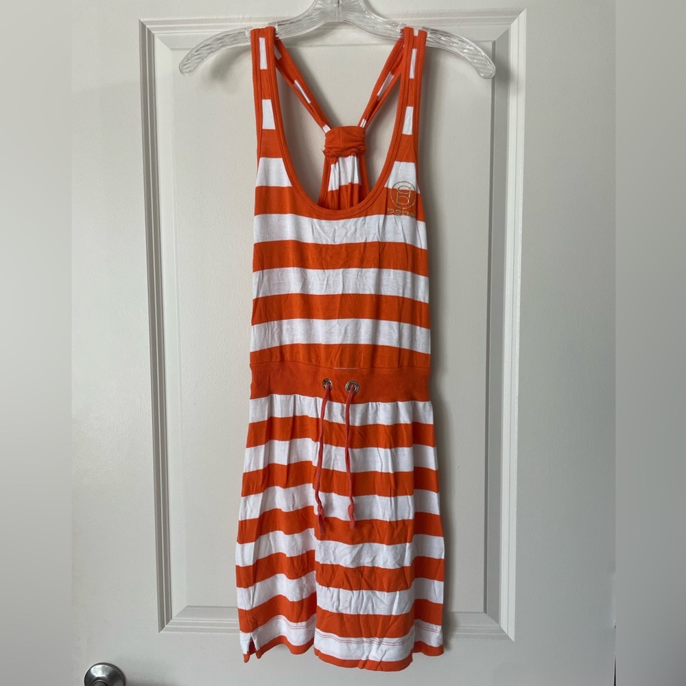 EUC M Bebe orange striped beach cover up